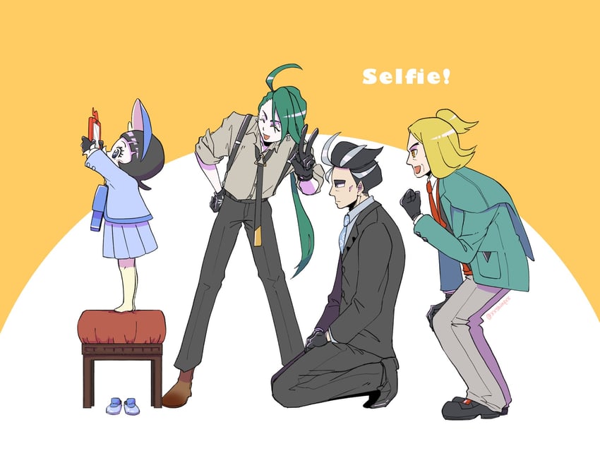 rotom, rika, rotom phone, poppy, larry, and 1 more (pokemon and 1 more) drawn by xxshin9xx