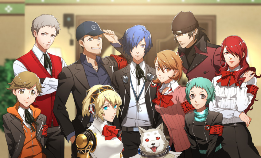 yuuki makoto, aigis, takeba yukari, kirijou mitsuru, yamagishi fuuka, and 5 more (persona and 1 more) drawn by minato_(robin)