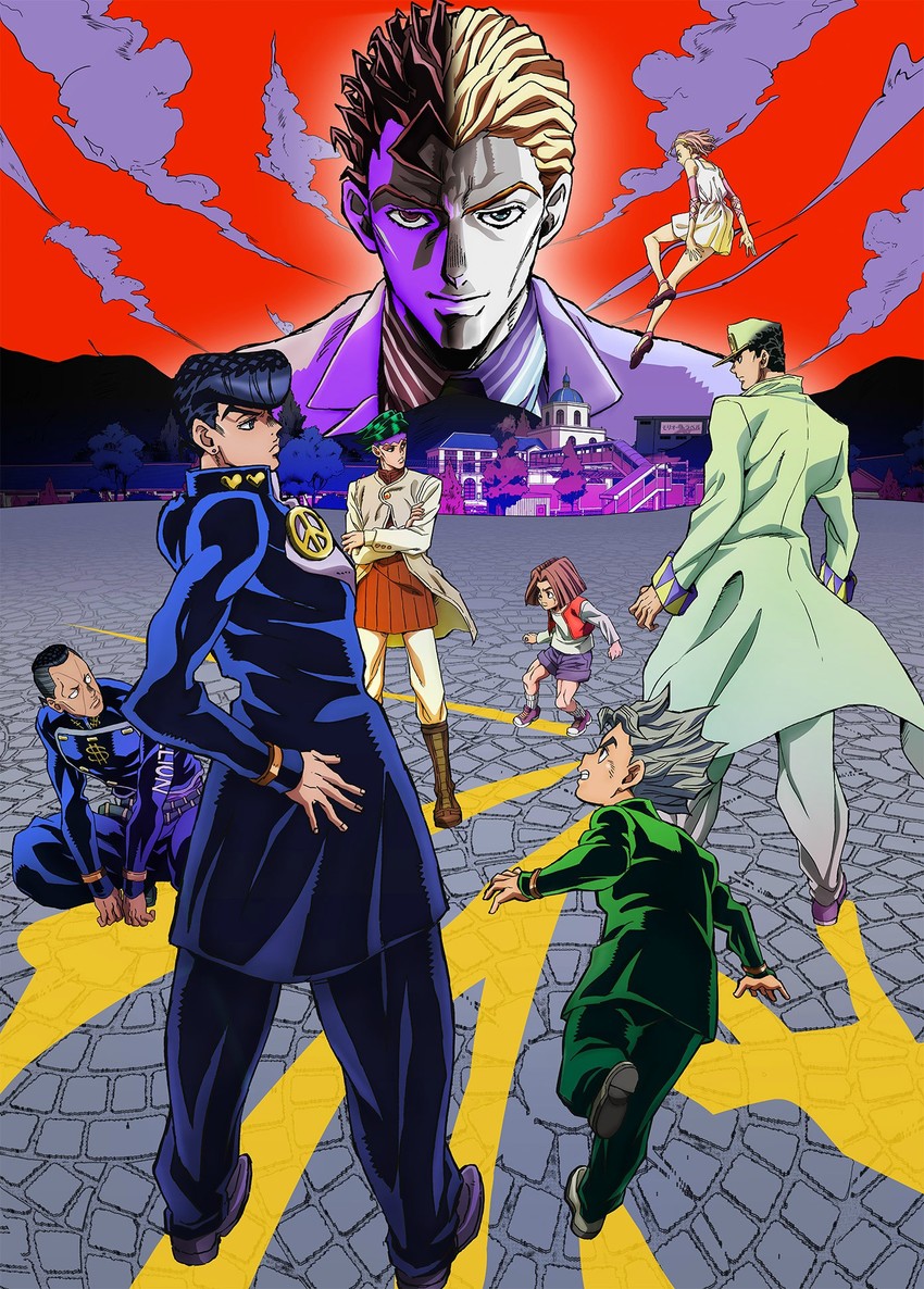 kujo jotaro, higashikata josuke, kishibe rohan, kira yoshikage, nijimura okuyasu, and 3 more (jojo no kimyou na bouken and 1 more)