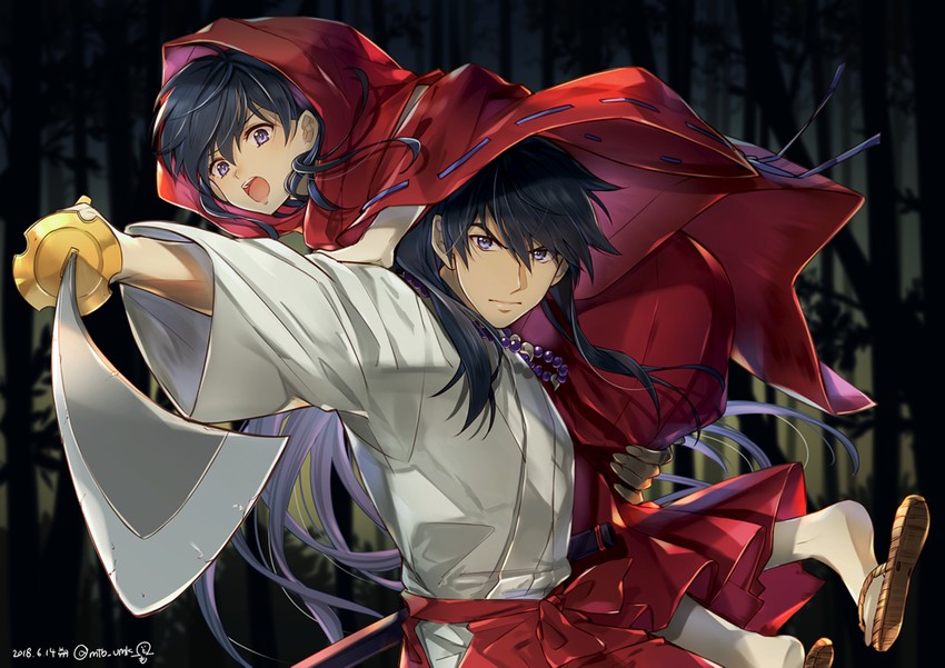 inuyasha and higurashi kagome (inuyasha) drawn by motobi_(mtb_umk)
