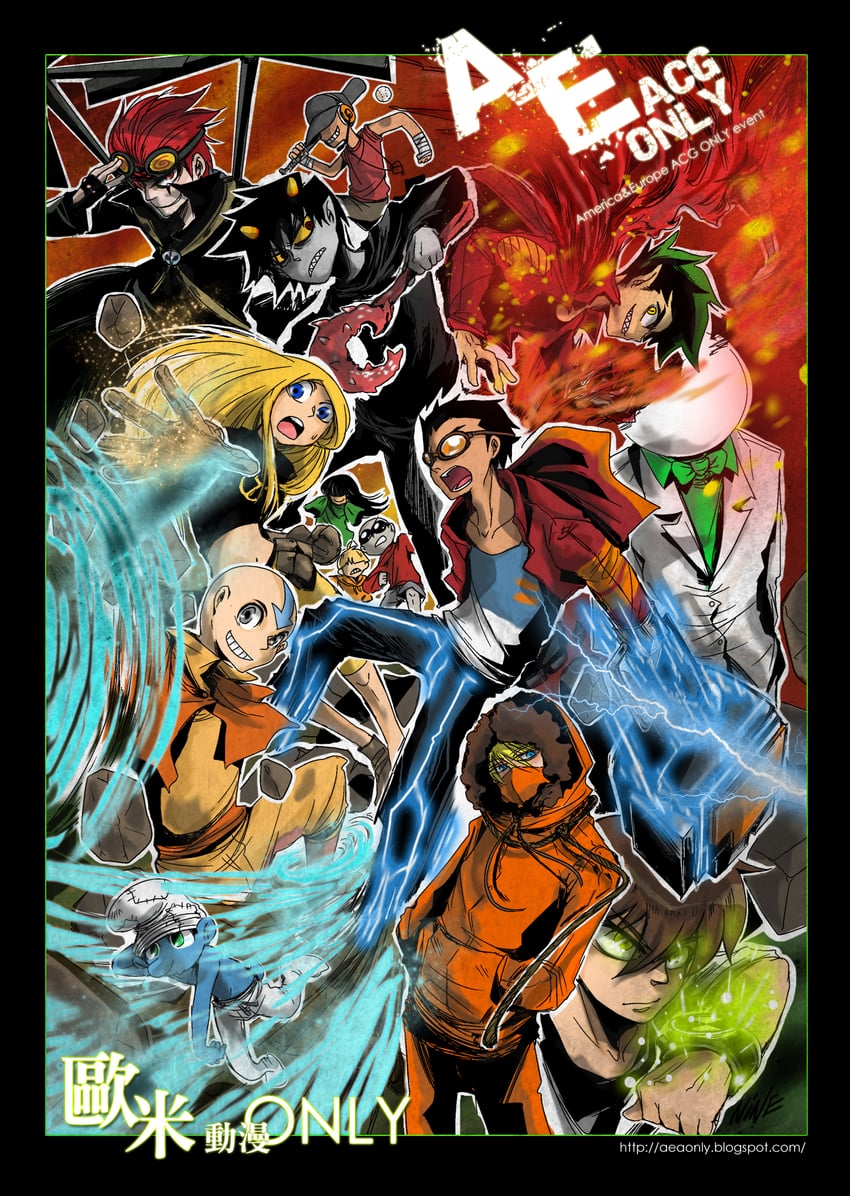 kenny mccormick, ben tennyson, aang, numbuh 3, terra, and 6 more (dc comics and 10 more) drawn by nine_(ninevsnine)