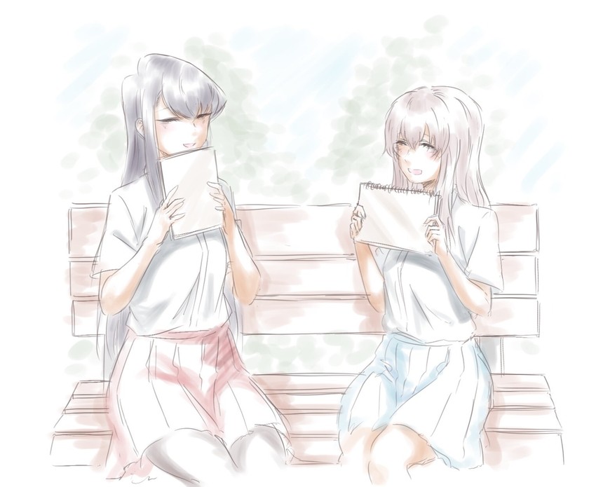 komi shouko and nishimiya shouko (komi-san wa komyushou desu and 1 more) drawn by mitsugu