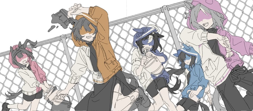 admire vega, haru urara, t.m. opera o, meisho doto, and narita top road (umamusume) drawn by heichicc47