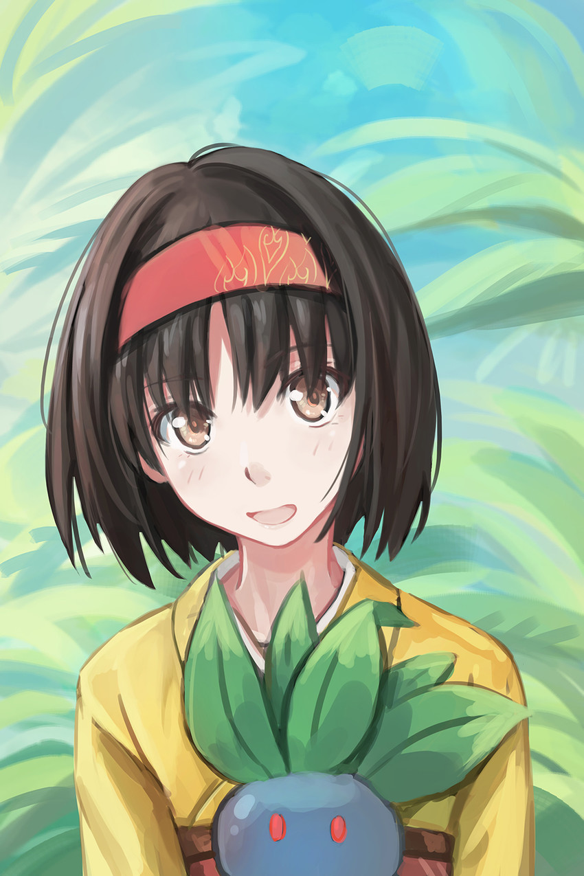erika and oddish (pokemon and 1 more) drawn by redpoke