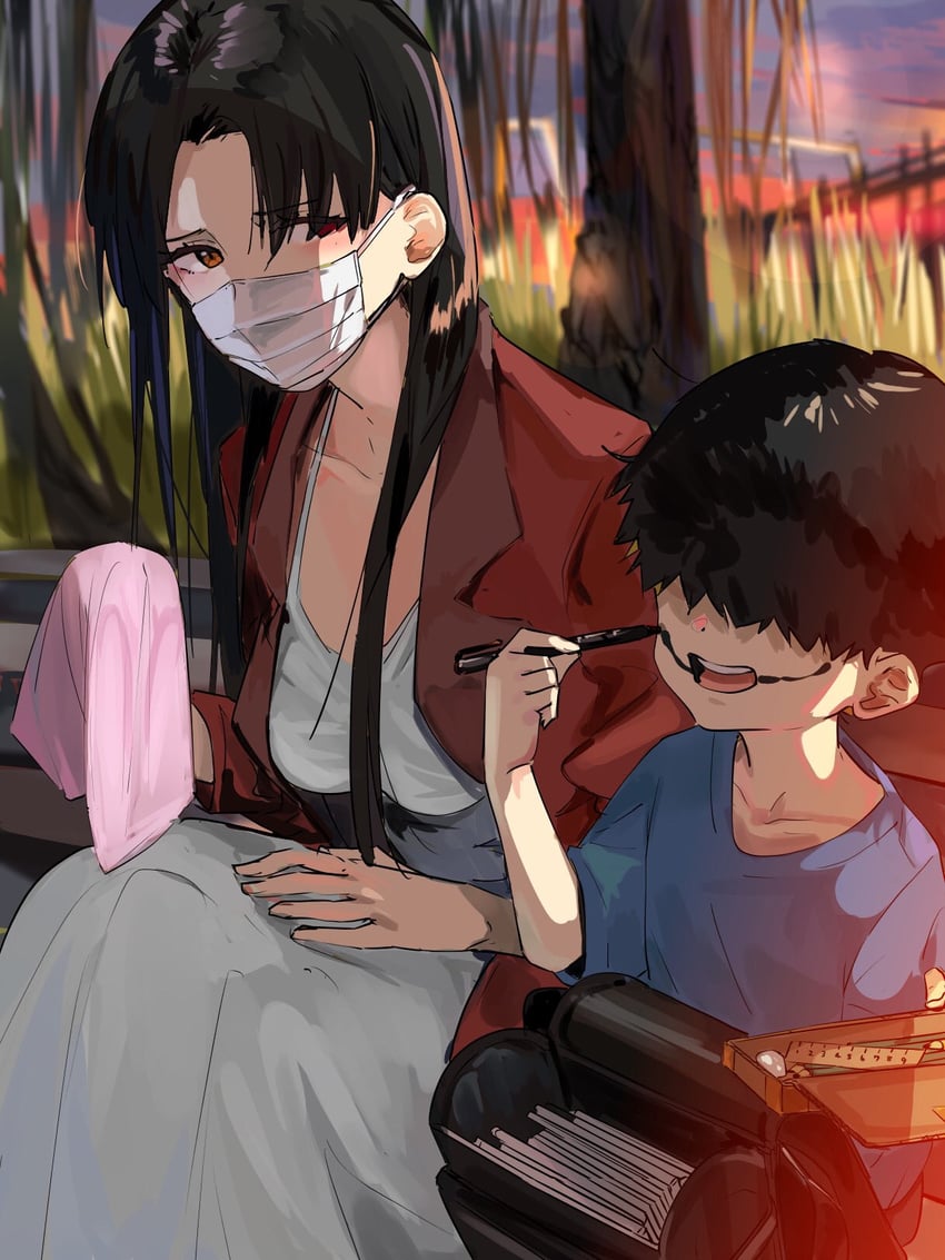 kuchisake-onna (original and 1 more) drawn by funi_mu9