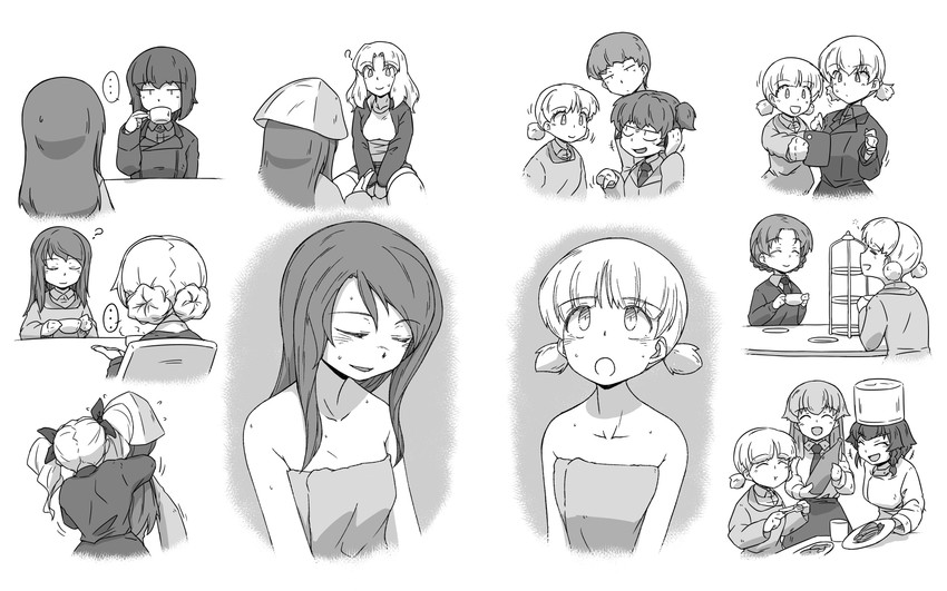 darjeeling, nishizumi maho, itsumi erika, anchovy, kay, and 7 more (girls und panzer) drawn by renshiu