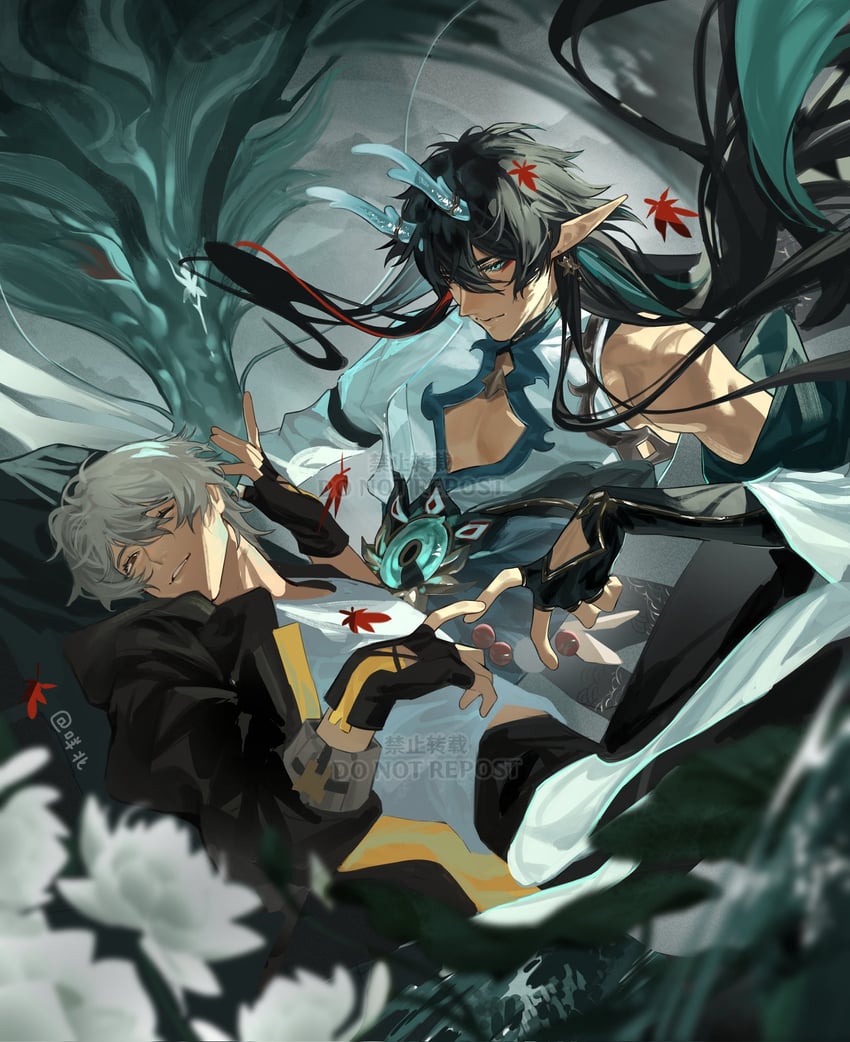 trailblazer, caelus, and dan heng (honkai and 1 more) drawn by miemiebei