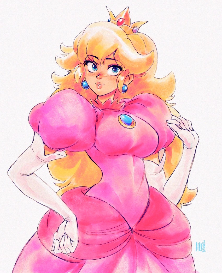 princess peach (mario) drawn by david_liu