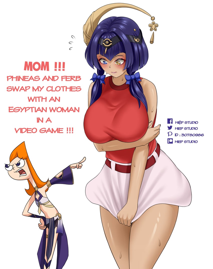 candace and candace flynn (genshin impact and 1 more) drawn by hiep_studio