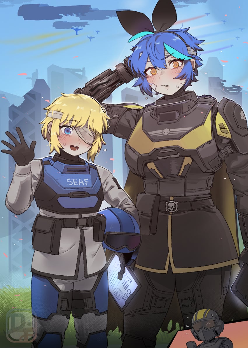 dif, helldiver, and seaf soldier (original and 1 more) drawn by difman