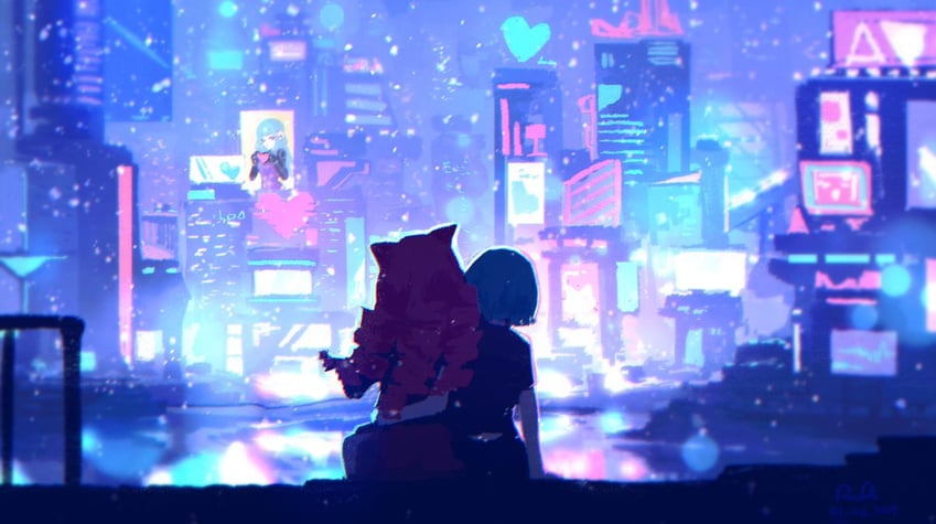 stella hoshii, sei asagiri, and kira miki (va-11 hall-a) drawn by rnna