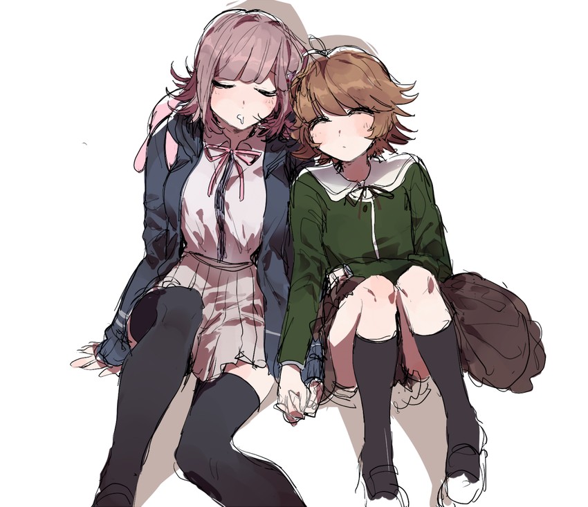 nanami chiaki and fujisaki chihiro (danganronpa and 2 more) drawn by fe_(chl)