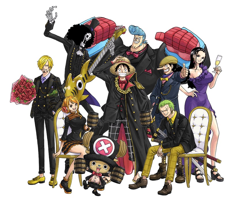 nami, monkey d. luffy, nico robin, roronoa zoro, sanji, and 4 more (one piece) drawn by oda_eiichirou