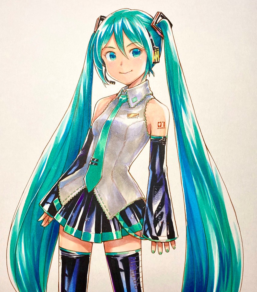 hatsune miku (vocaloid) drawn by mayo_riyo