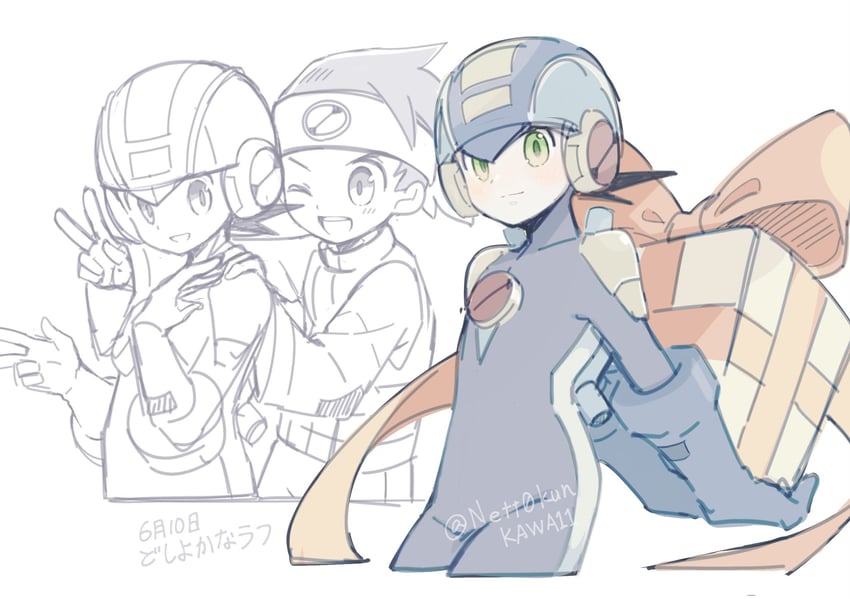 megaman.exe and lan hikari (mega man and 1 more) drawn by nett0kunkawa11