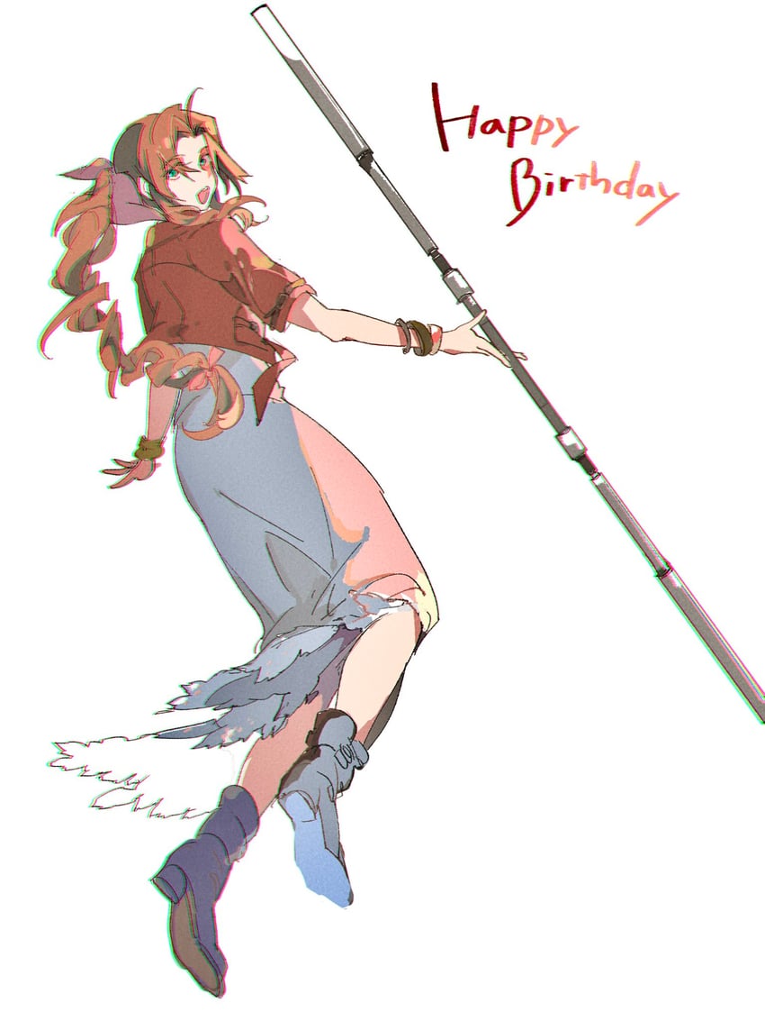 aerith gainsborough (final fantasy and 2 more) drawn by bombyxmori_ckr
