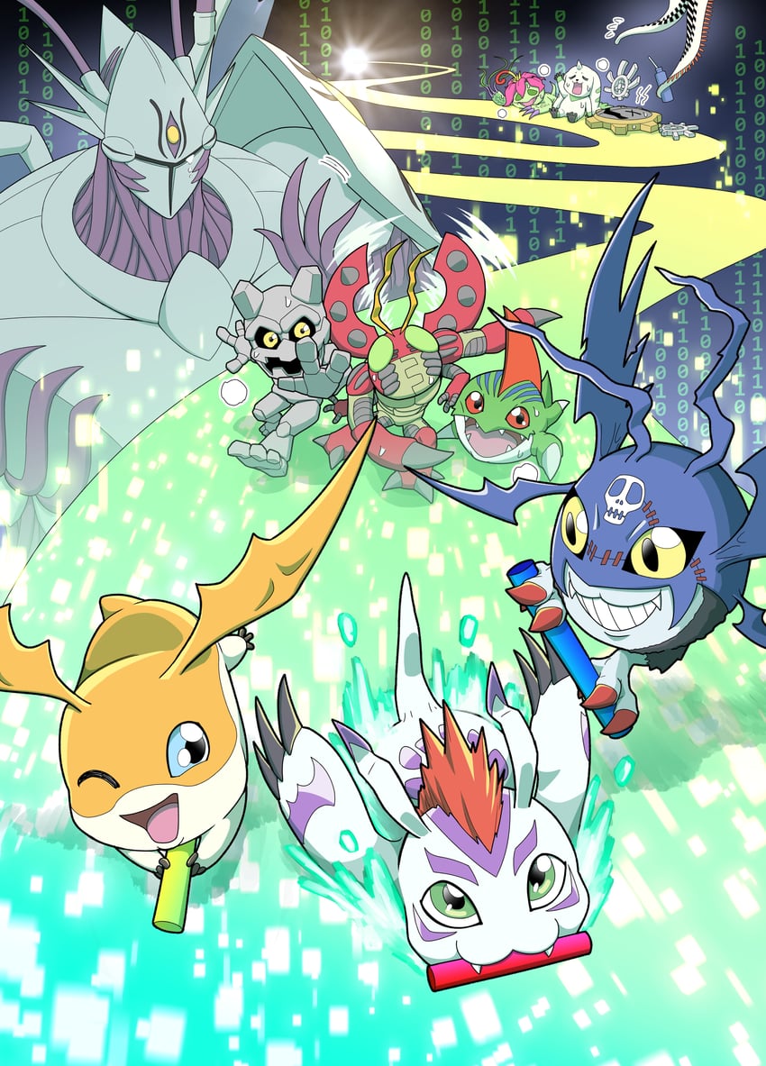 patamon, terriermon, palmon, gomamon, tentomon, and 6 more (digimon and 3 more) drawn by narome_and_levy