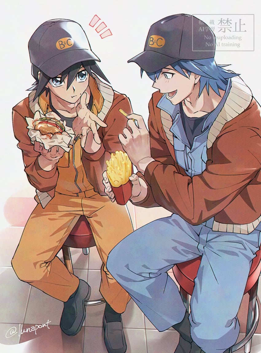fudo yusei and bruno (yu-gi-oh! and 1 more) drawn by lunapont