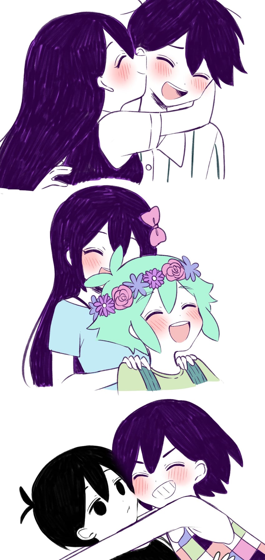 omori, basil, aubrey, mari, kel, and 1 more (omori) drawn by jian_jing