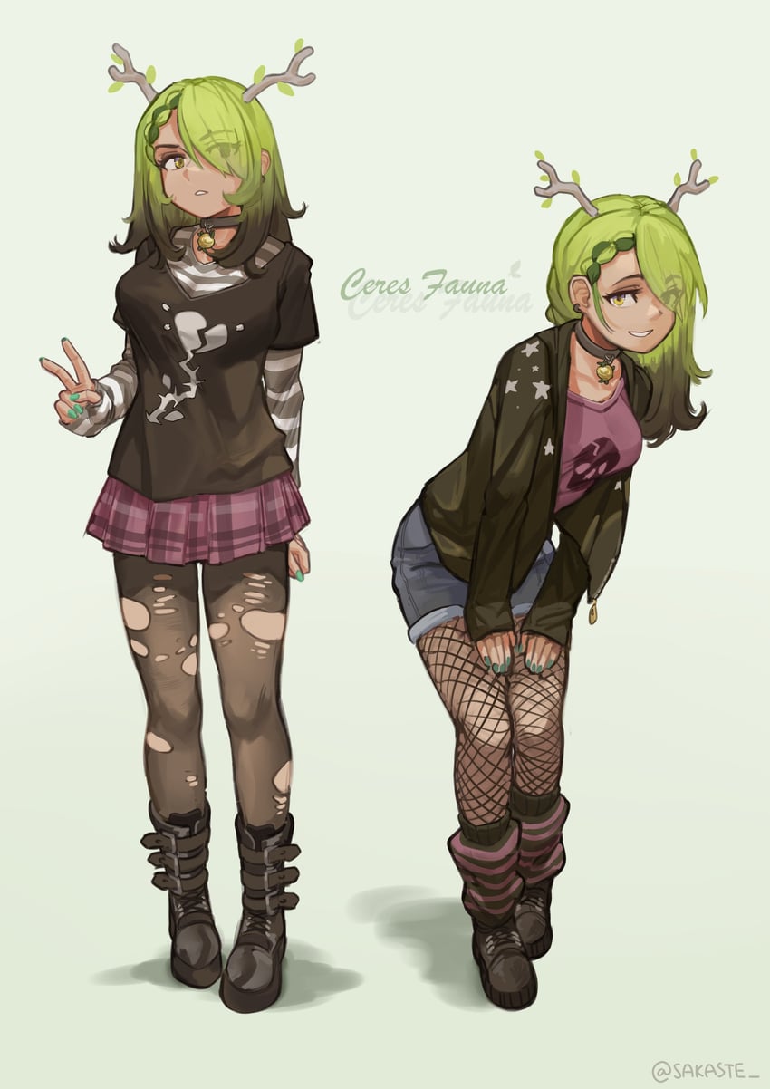 ceres fauna (hololive and 1 more) drawn by sakaste
