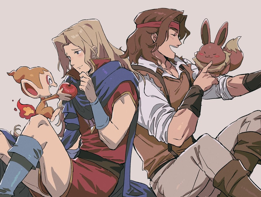 eevee, chimchar, eric lecarde, and john morris (pokemon and 2 more) drawn by jeto_(jetopyon)