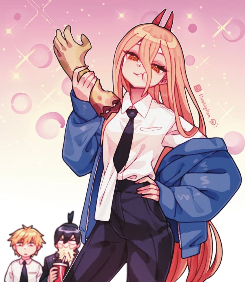 power, denji, and hayakawa aki (chainsaw man) drawn by lianbiglian
