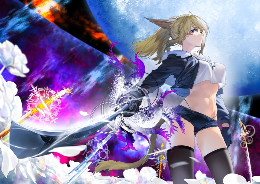 warrior of light and samurai (final fantasy and 1 more) drawn by rff_(3_percent)