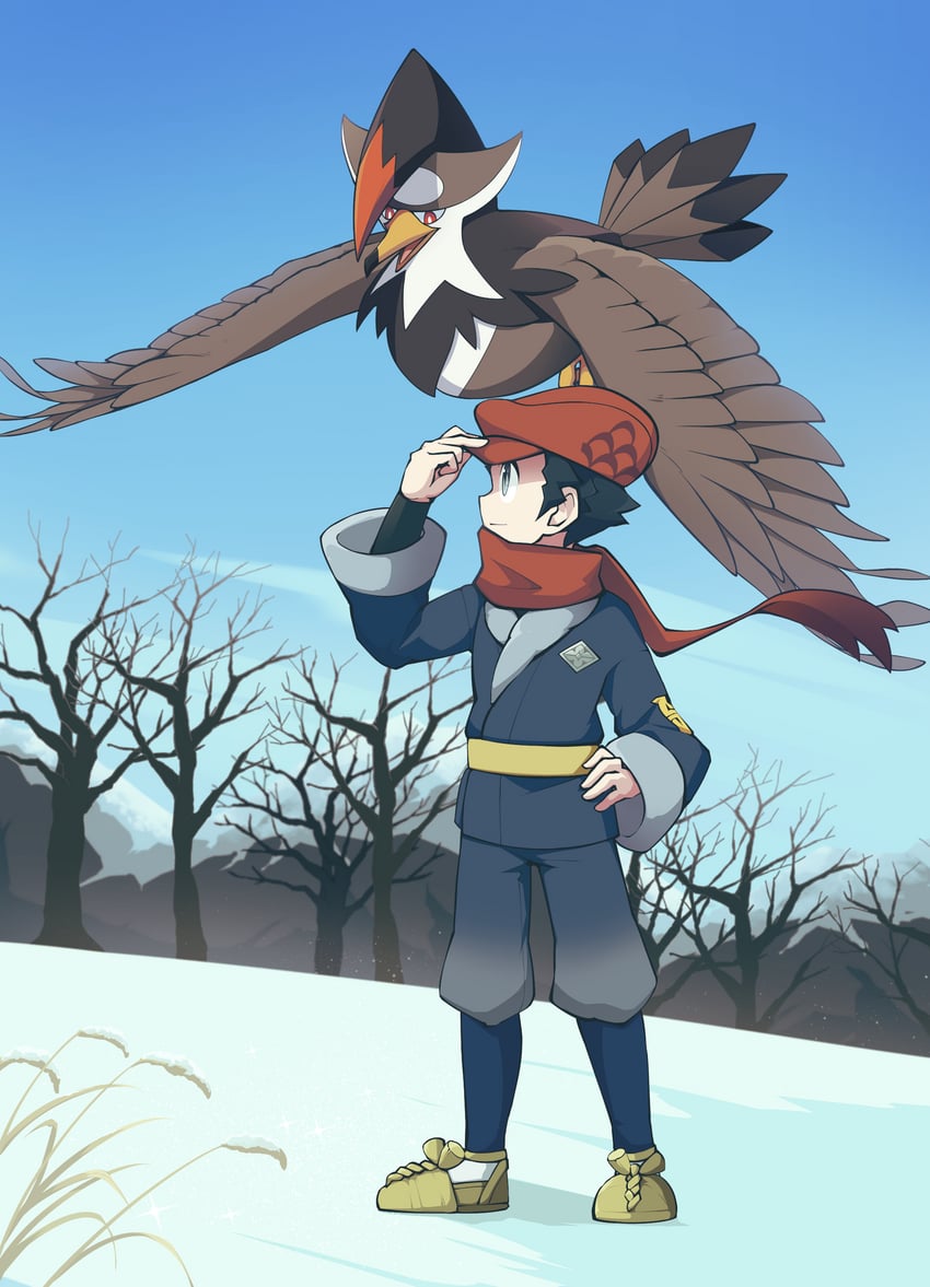 rei and staraptor (pokemon and 1 more) drawn by hachijuu_suzume