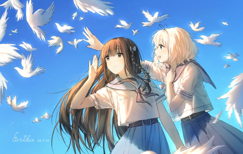 hanamura hinako and sezaki airi (kitanai kimi ga ichiban kawaii) drawn by erika_(user_spth3377)