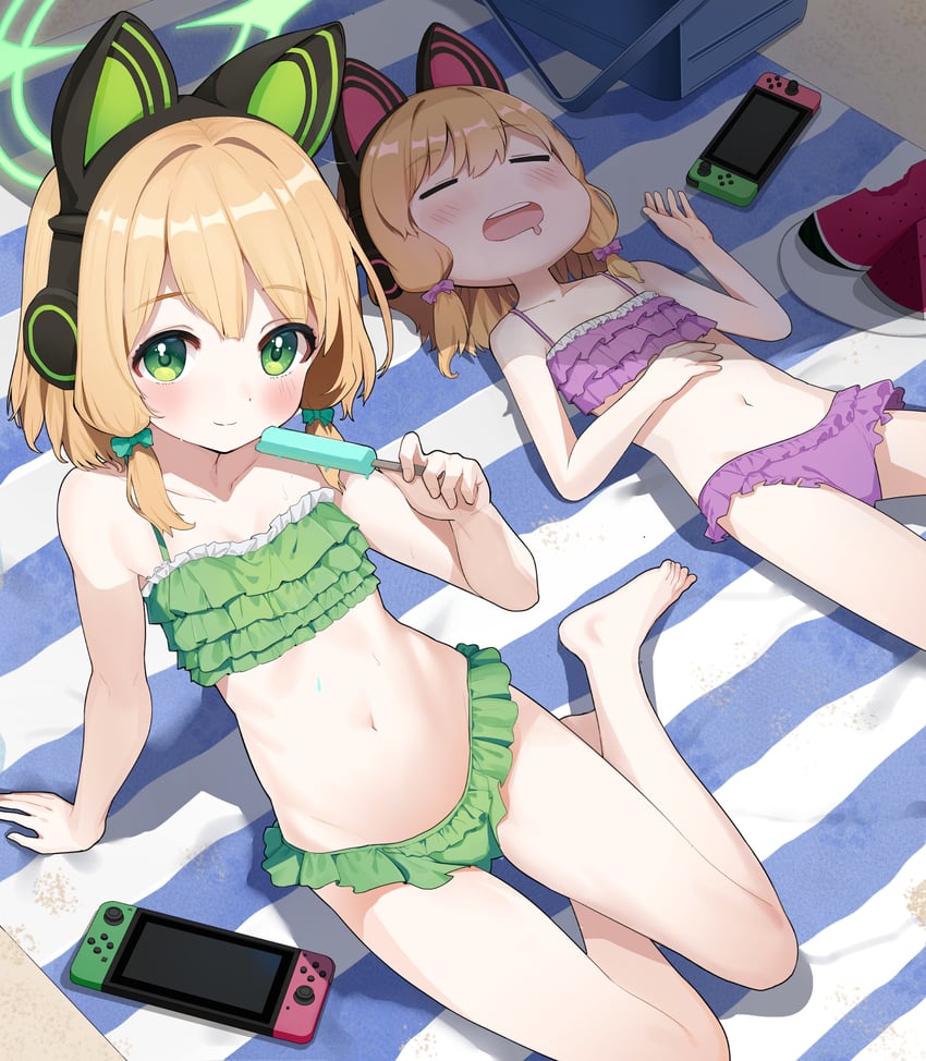 momoi and midori (blue archive) drawn by p-gnesium