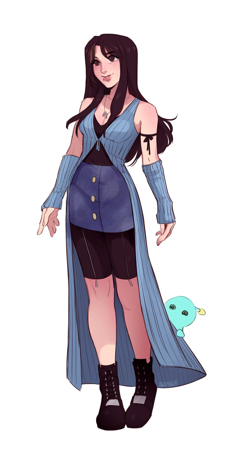 rinoa heartilly and pupu (final fantasy and 1 more) drawn by skirtzzz