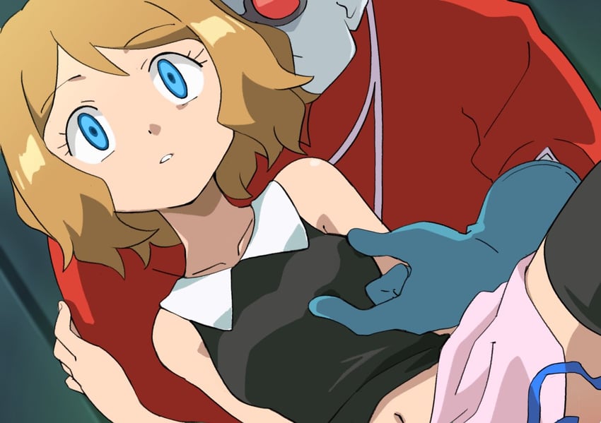 serena and xerosic (pokemon and 1 more) drawn by hitsugi_mc