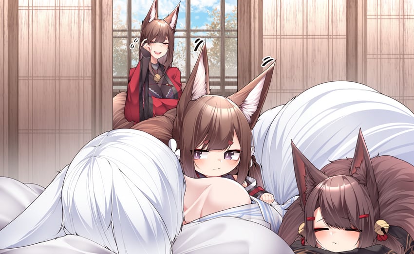 kaga, amagi, amagi-chan, and akagi-chan (azur lane) drawn by samip