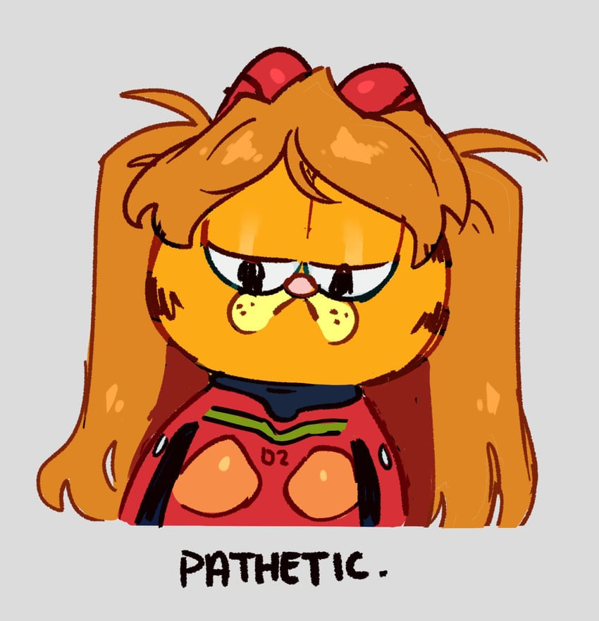 souryuu asuka langley and garfield (neon genesis evangelion and 1 more) drawn by zambiie