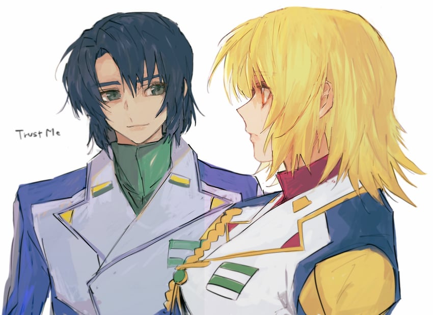 cagalli yula athha and athrun zala (gundam and 1 more) drawn by she_(morianosu)