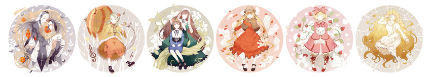 suigintou, shinku, suiseiseki, souseiseki, hinaichigo, and 2 more (rozen maiden) drawn by nine_(liuyuhao1992)
