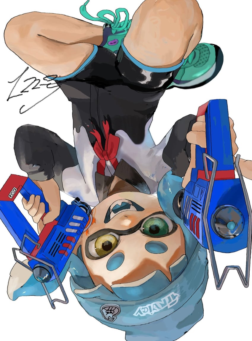 inkling player character and inkling girl (splatoon and 1 more) drawn by mepo_1