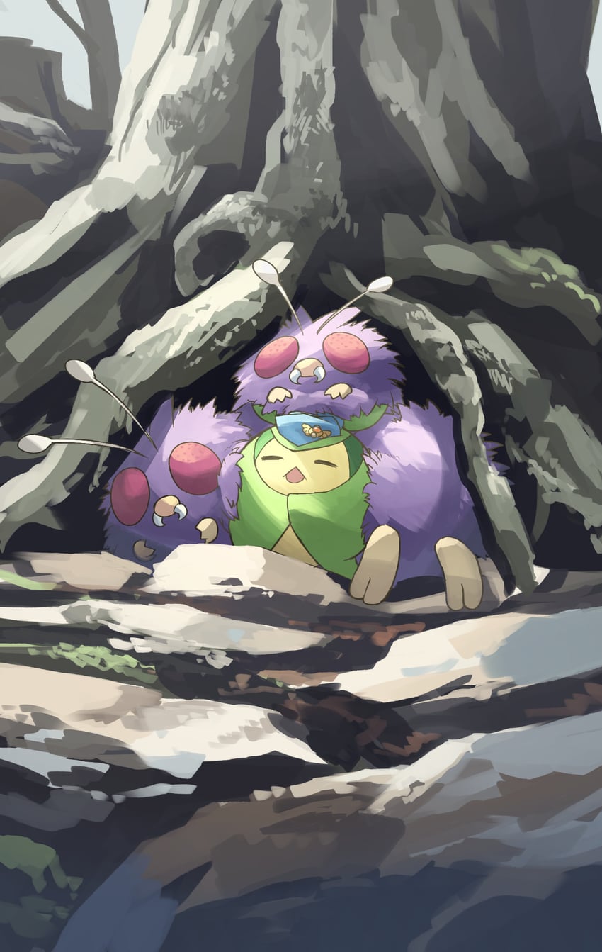 swadloon and venonat (pokemon) drawn by yamaori_(hakkentai_pokedan)