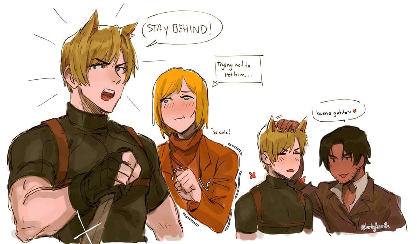 leon s. kennedy, ashley graham, and luis sera (resident evil and 1 more) drawn by tirtyturtle