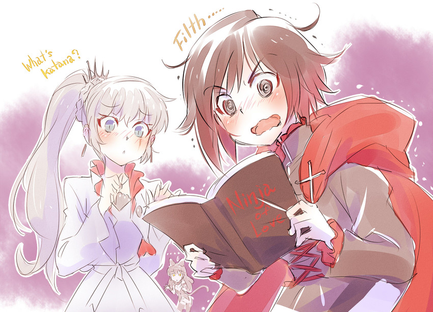 ruby rose, weiss schnee, and blake belladonna (rwby and 1 more) drawn by iesupa