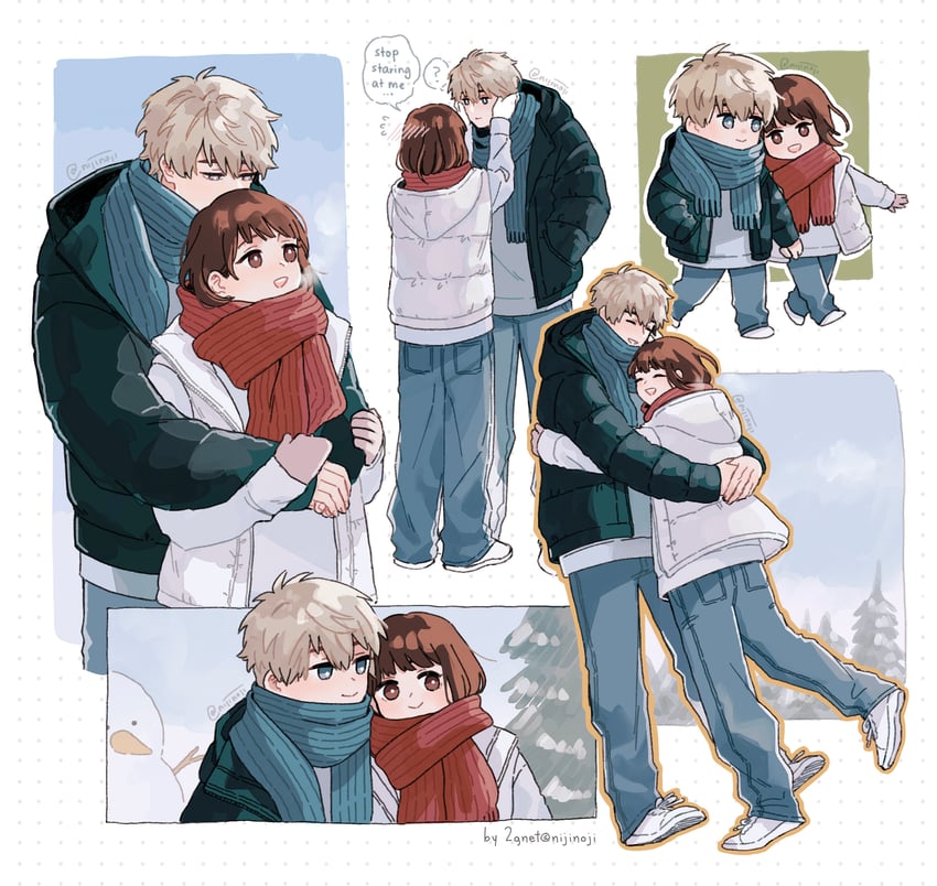 protagonist and xavier (love and deepspace) drawn by nijinoji