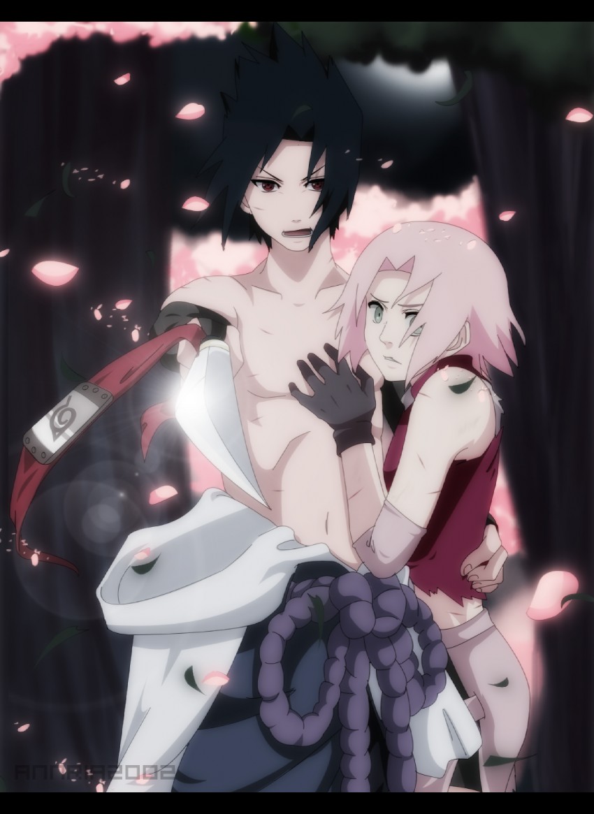 haruno sakura and uchiha sasuke (naruto and 1 more) drawn by annria2002