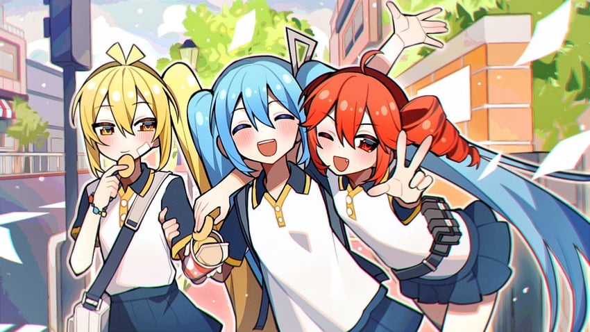 hatsune miku, kasane teto, and akita neru (vocaloid and 2 more) drawn by kakosa_sama