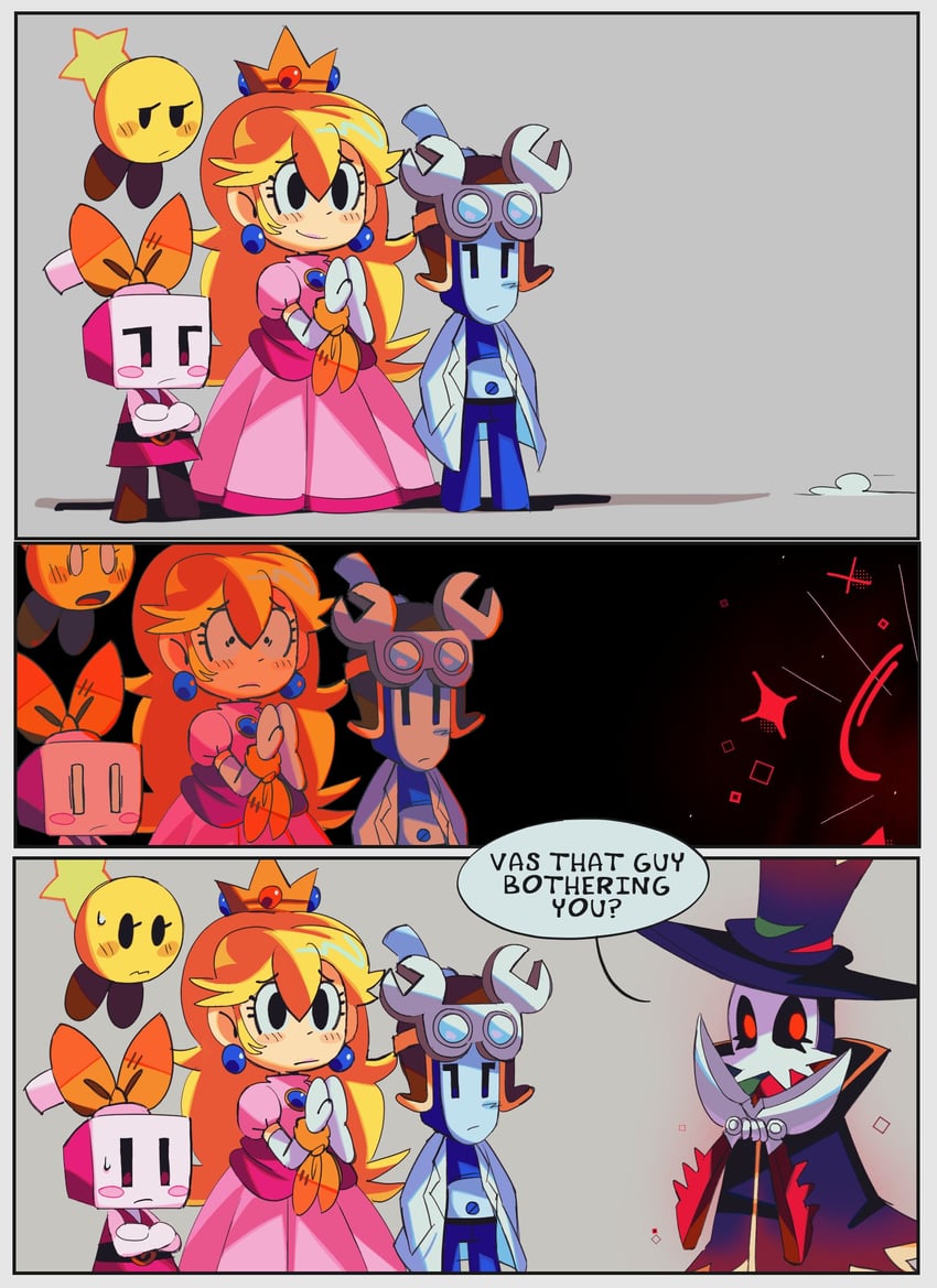 princess peach, starlow, ireen, technikki, and zokket (mario and 2 more) drawn by petzcatz2