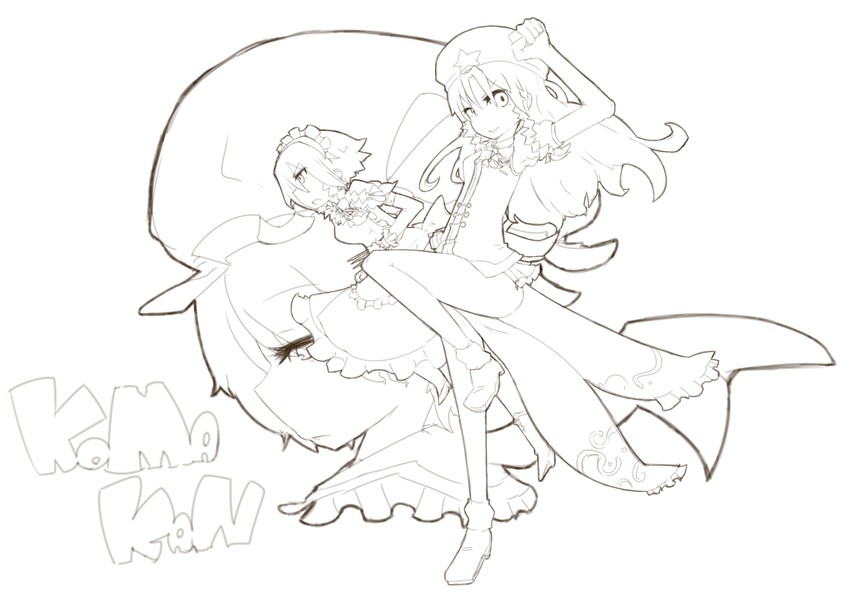 remilia scarlet, izayoi sakuya, and hong meiling (touhou) drawn by katsudansou