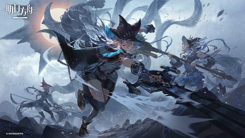 skadi, specter, specter the unchained, and gladiia (arknights) drawn by felicia_chen