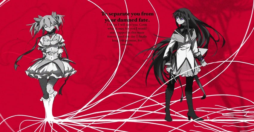 akemi homura and kaname madoka (mahou shoujo madoka magica) drawn by avanes_d