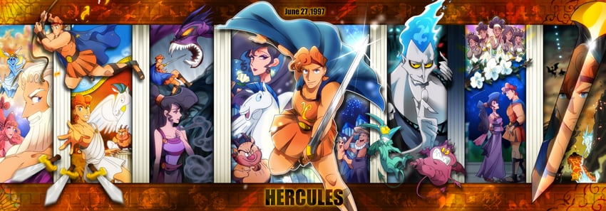 megara, hercules, hades, hera, pegasus, and 11 more (hercules) drawn by airagency1005