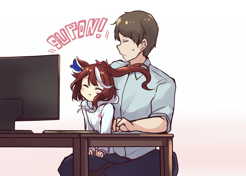 trainer and tokai teio (umamusume) drawn by soramuko