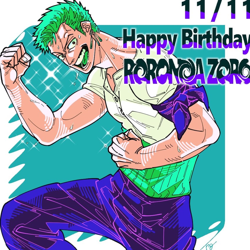 roronoa zoro (one piece) drawn by manda_op_jj